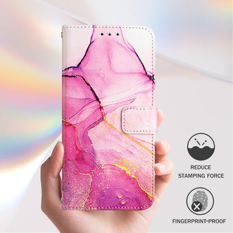 For Motorola Moto G85 5G / Motorola Edge 50 Fusion 5G Case with Strap Marble Pattern Leather Phone Cover Card Holder