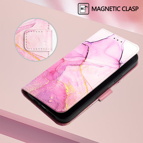 For Motorola Moto G85 5G / Motorola Edge 50 Fusion 5G Case with Strap Marble Pattern Leather Phone Cover Card Holder