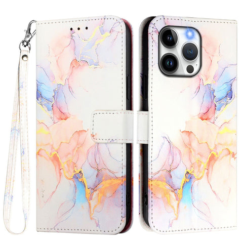 For Motorola Moto G85 5G / Motorola Edge 50 Fusion 5G Case with Strap Marble Pattern Leather Phone Cover Card Holder