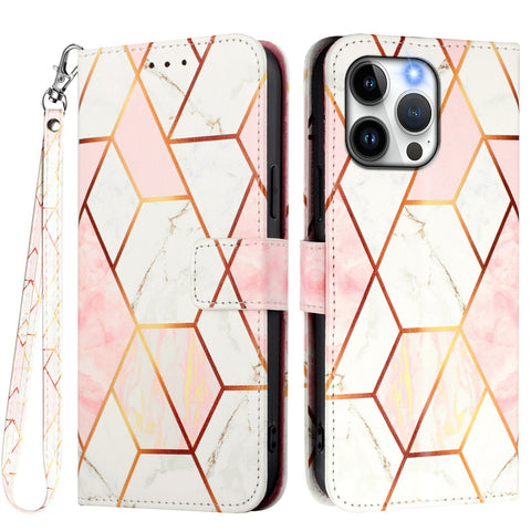 For Motorola Moto G85 5G / Motorola Edge 50 Fusion 5G Case with Strap Marble Pattern Leather Phone Cover Card Holder