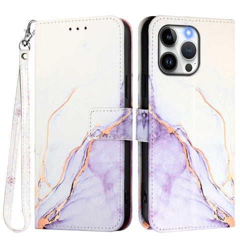 For Motorola Moto G85 5G / Motorola Edge 50 Fusion 5G Case with Strap Marble Pattern Leather Phone Cover Card Holder
