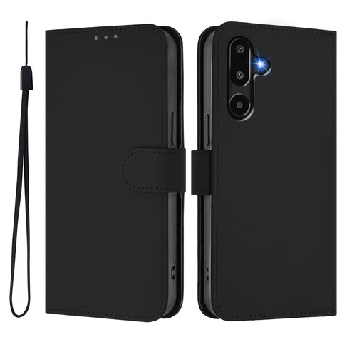 For Samsung Galaxy M16 5G / Galaxy F16 5G Case Solid Color Wallet Leather Phone Cover with Strap