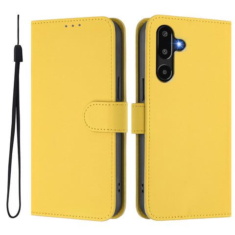 For Samsung Galaxy M16 5G / Galaxy F16 5G Case Solid Color Wallet Leather Phone Cover with Strap