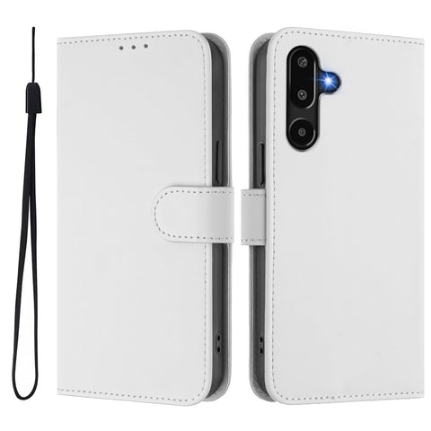 For Samsung Galaxy M16 5G / Galaxy F16 5G Case Solid Color Wallet Leather Phone Cover with Strap