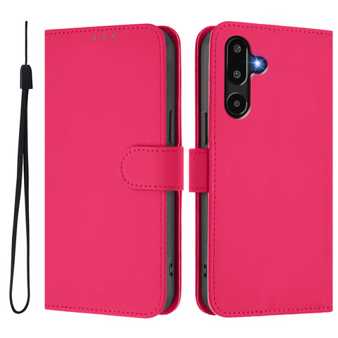 For Samsung Galaxy M16 5G / Galaxy F16 5G Case Solid Color Wallet Leather Phone Cover with Strap