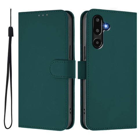 For Samsung Galaxy M16 5G / Galaxy F16 5G Case Solid Color Wallet Leather Phone Cover with Strap