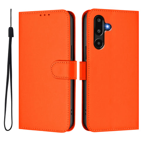 For Samsung Galaxy M16 5G / Galaxy F16 5G Case Solid Color Wallet Leather Phone Cover with Strap