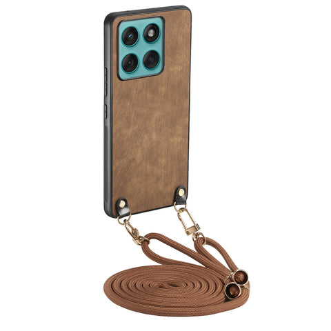 For Motorola Edge 60 Fusion 5G Retro Leather Phone Back Cover with Adjustable Strap