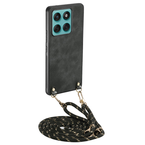 For Motorola Edge 60 Fusion 5G Retro Leather Phone Back Cover with Adjustable Strap