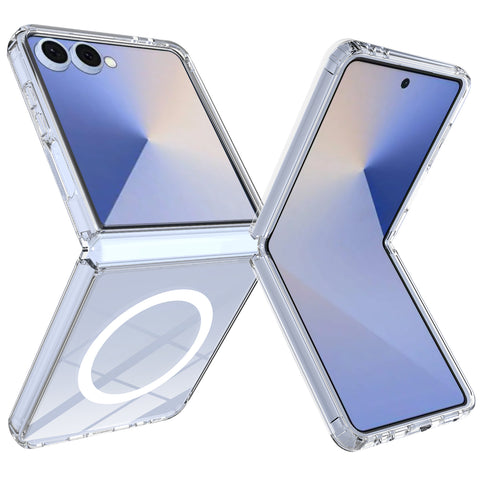 For Samsung Galaxy Z Flip7 5G Clear Phone Magnetic Case TPU+Acrylic Back Cover