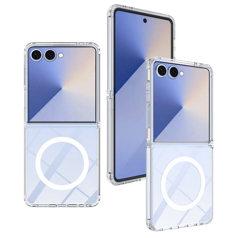 For Samsung Galaxy Z Flip7 5G Clear Phone Magnetic Case TPU+Acrylic Back Cover