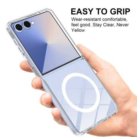 For Samsung Galaxy Z Flip7 5G Clear Phone Magnetic Case TPU+Acrylic Back Cover