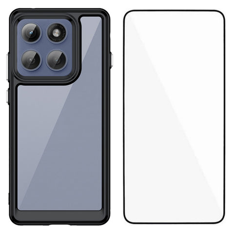 WANLONFENG For Motorola Edge 60 Pro 5G Phone Case  XC Series TPU Acrylic Cover with Tempered Glass (Big Lens Hole)