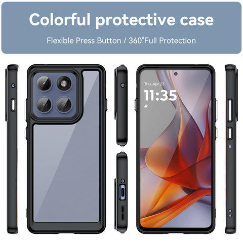 WANLONFENG For Motorola Edge 60 Pro 5G Phone Case  XC Series TPU Acrylic Cover with Tempered Glass (Big Lens Hole)