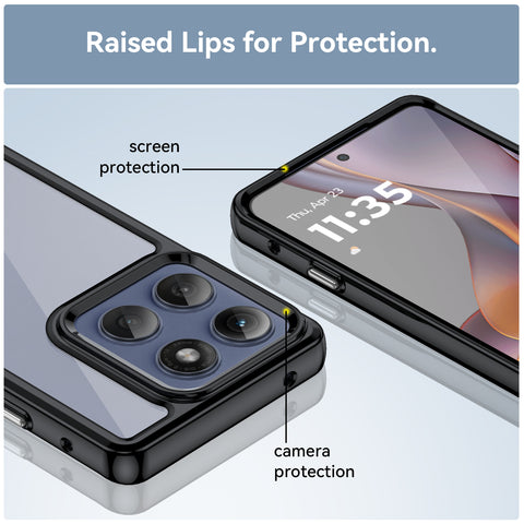 WANLONFENG For Motorola Edge 60 Pro 5G Phone Case  XC Series TPU Acrylic Cover with Tempered Glass (Big Lens Hole)