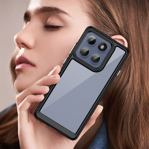 WANLONFENG For Motorola Edge 60 Pro 5G Phone Case  XC Series TPU Acrylic Cover with Tempered Glass (Big Lens Hole)