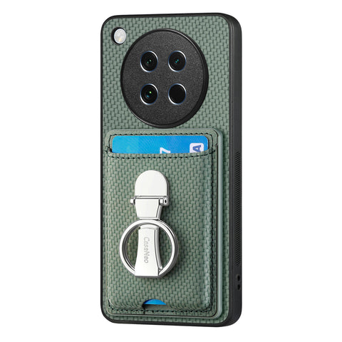 CASENEO For Oppo Find X8s 5G Leather Phone Back Cover with Kickstand and Card Slots Carbon Fiber Texture