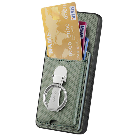 CASENEO For Oppo Find X8s 5G Leather Phone Back Cover with Kickstand and Card Slots Carbon Fiber Texture