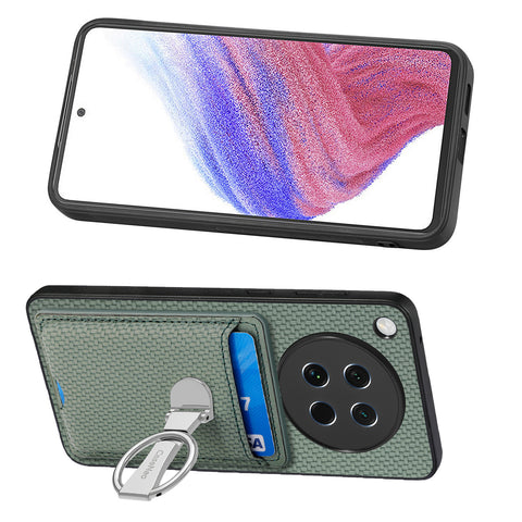 CASENEO For Oppo Find X8s 5G Leather Phone Back Cover with Kickstand and Card Slots Carbon Fiber Texture