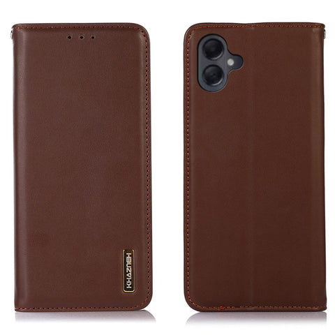 KHAZNEH For Samsung Galaxy A07 4G / A06 4G / A06 5G Case Wallet Genuine Cow Leather Phone Cover Nappa Texture