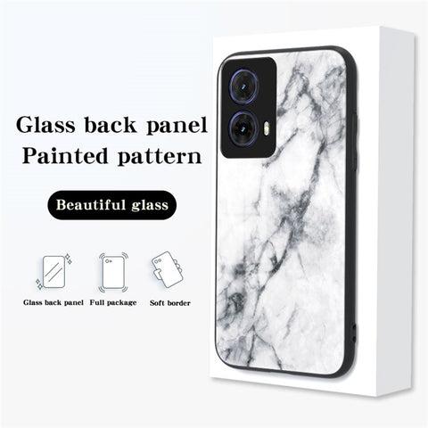 For Motorola Moto G85 5G / S50 Neo 5G Case Marble Pattern Tempered Glass + PC + TPU Protective Phone Cover