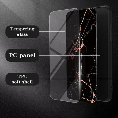 For Motorola Moto G85 5G / S50 Neo 5G Case Marble Pattern Tempered Glass + PC + TPU Protective Phone Cover