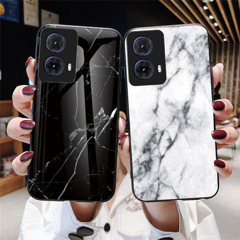 For Motorola Moto G85 5G / S50 Neo 5G Case Marble Pattern Tempered Glass + PC + TPU Protective Phone Cover