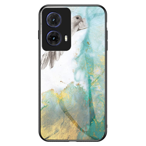 For Motorola Moto G85 5G / S50 Neo 5G Case Marble Pattern Tempered Glass + PC + TPU Protective Phone Cover