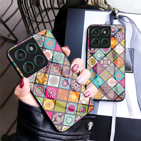 For Motorola Edge 60 Fusion 5G / Edge 60 5G Case Kickstand Ethnic Pattern Tempered Glass Phone Cover with Strap