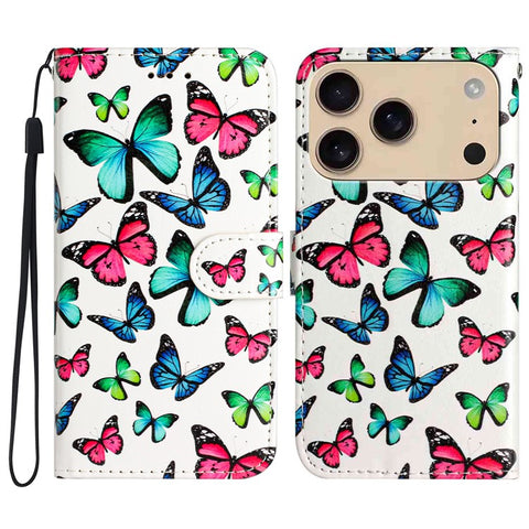For iPhone 17 Pro Max Wallet Case Printed Pattern Design Leather Phone Cover