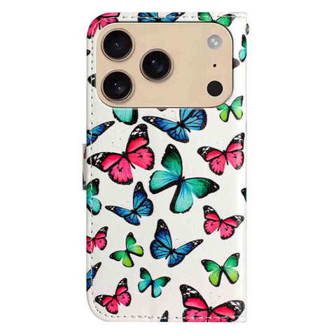 For iPhone 17 Pro Max Wallet Case Printed Pattern Design Leather Phone Cover