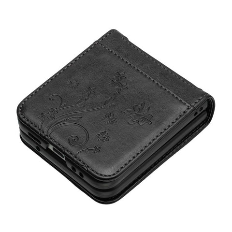 Leather Case for Motorola Razr 70 / 60 / 50 5G / Razr 2026 / 2025 / 2024 Butterfly Flower Imprinted Phone Cover with Strap