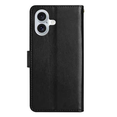 For iPhone 17 Leather Wallet Case Butterfly Flower Imprinted Phone Cover with Strap