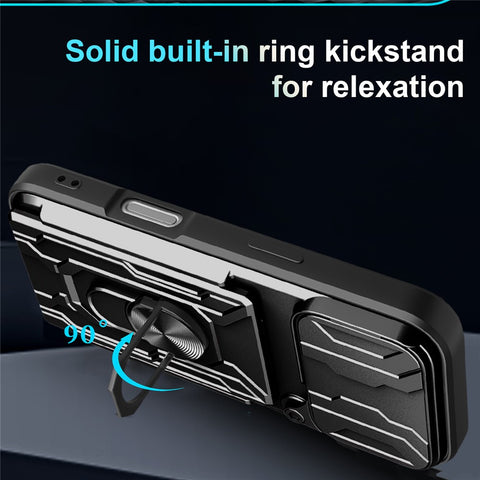 For iPhone 17 Pro Max Case PC + TPU Kickstand Phone Back Cover with Camera Slider