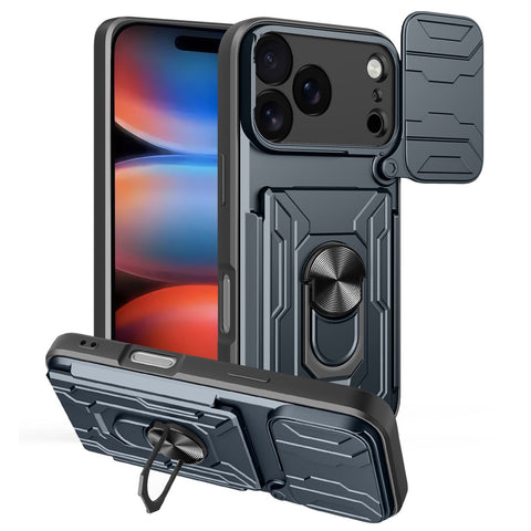 For iPhone 17 Pro Max Case PC + TPU Kickstand Phone Back Cover with Camera Slider