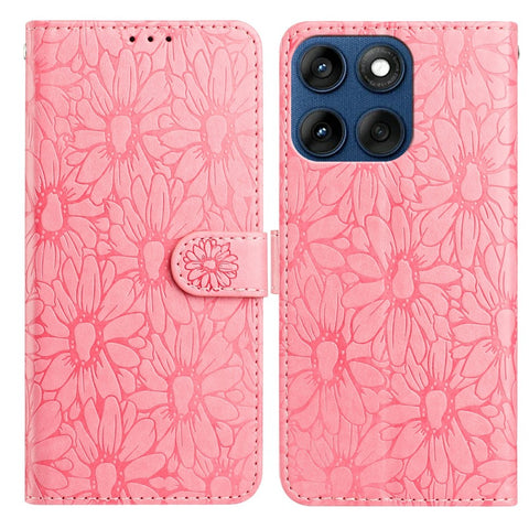 Leather Case for Motorola Edge 60 5G / 60 Fusion 5G / 60s 5G Daisy Imprint Wallet Stand Phone Protective Cover