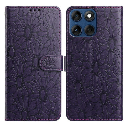 Leather Case for Motorola Edge 60 5G / 60 Fusion 5G / 60s 5G Daisy Imprint Wallet Stand Phone Protective Cover