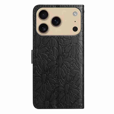 For iPhone 17 Pro Max Leather Case Daisy Imprint Wallet Stand Phone Protective Cover