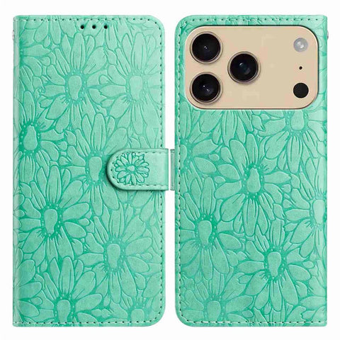 For iPhone 17 Pro Max Leather Case Daisy Imprint Wallet Stand Phone Protective Cover