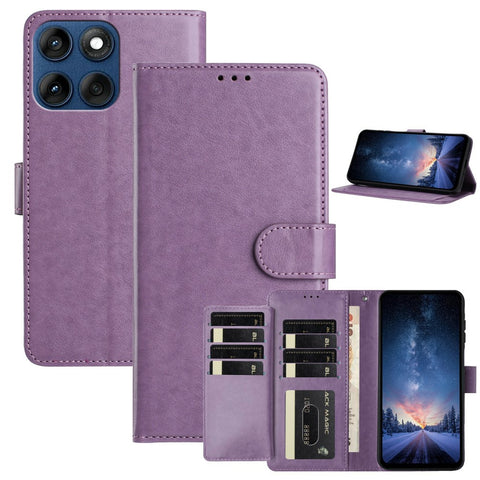 Wallet Phone Case for Motorola Edge 60 5G  /  Edge 60 Fusion 5G  /  Edge 60s 5G Stand PU Leather Folio Flip Cover with 8 Card Slot