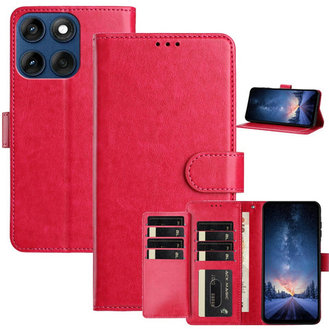 Wallet Phone Case for Motorola Edge 60 5G  /  Edge 60 Fusion 5G  /  Edge 60s 5G Stand PU Leather Folio Flip Cover with 8 Card Slot
