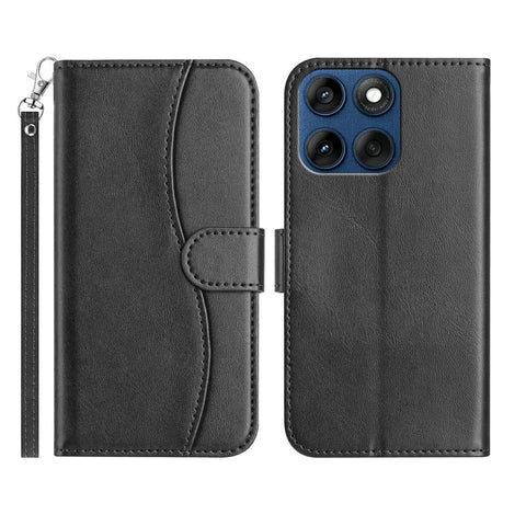Stand Case for Motorola Edge 60 5G / 60 Fusion 5G / 60s 5G PU Leather Wallet Phone Cover S Shape Stitching Design with Strap