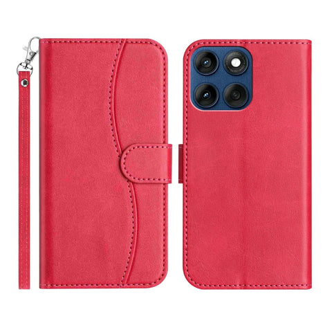 Stand Case for Motorola Edge 60 5G / 60 Fusion 5G / 60s 5G PU Leather Wallet Phone Cover S Shape Stitching Design with Strap