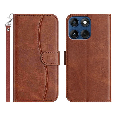 Stand Case for Motorola Edge 60 5G / 60 Fusion 5G / 60s 5G PU Leather Wallet Phone Cover S Shape Stitching Design with Strap