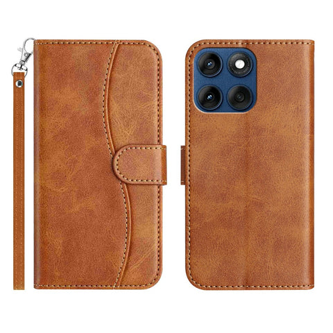 Stand Case for Motorola Edge 60 5G / 60 Fusion 5G / 60s 5G PU Leather Wallet Phone Cover S Shape Stitching Design with Strap
