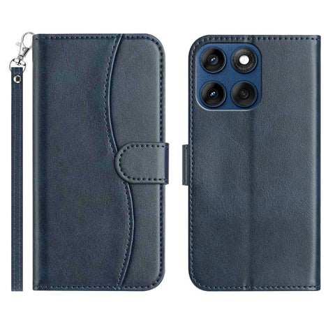 Stand Case for Motorola Edge 60 5G / 60 Fusion 5G / 60s 5G PU Leather Wallet Phone Cover S Shape Stitching Design with Strap