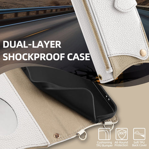 For Samsung Galaxy F06 5G Leather Case Wallet Stand Cover Irregular Tail Style with Chain Strap