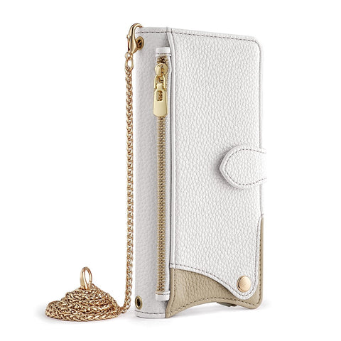 For Samsung Galaxy F06 5G Leather Case Wallet Stand Cover Irregular Tail Style with Chain Strap