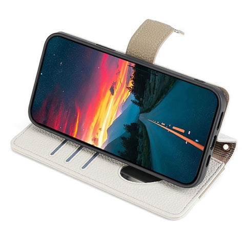 For Samsung Galaxy F06 5G Case Mirror Wallet Leather Phone Cover with Chain Shoulder Strap