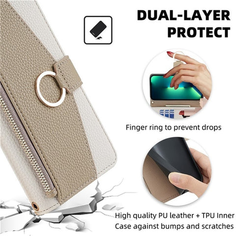 For Samsung Galaxy F06 5G Case Mirror Wallet Leather Phone Cover with Chain Shoulder Strap